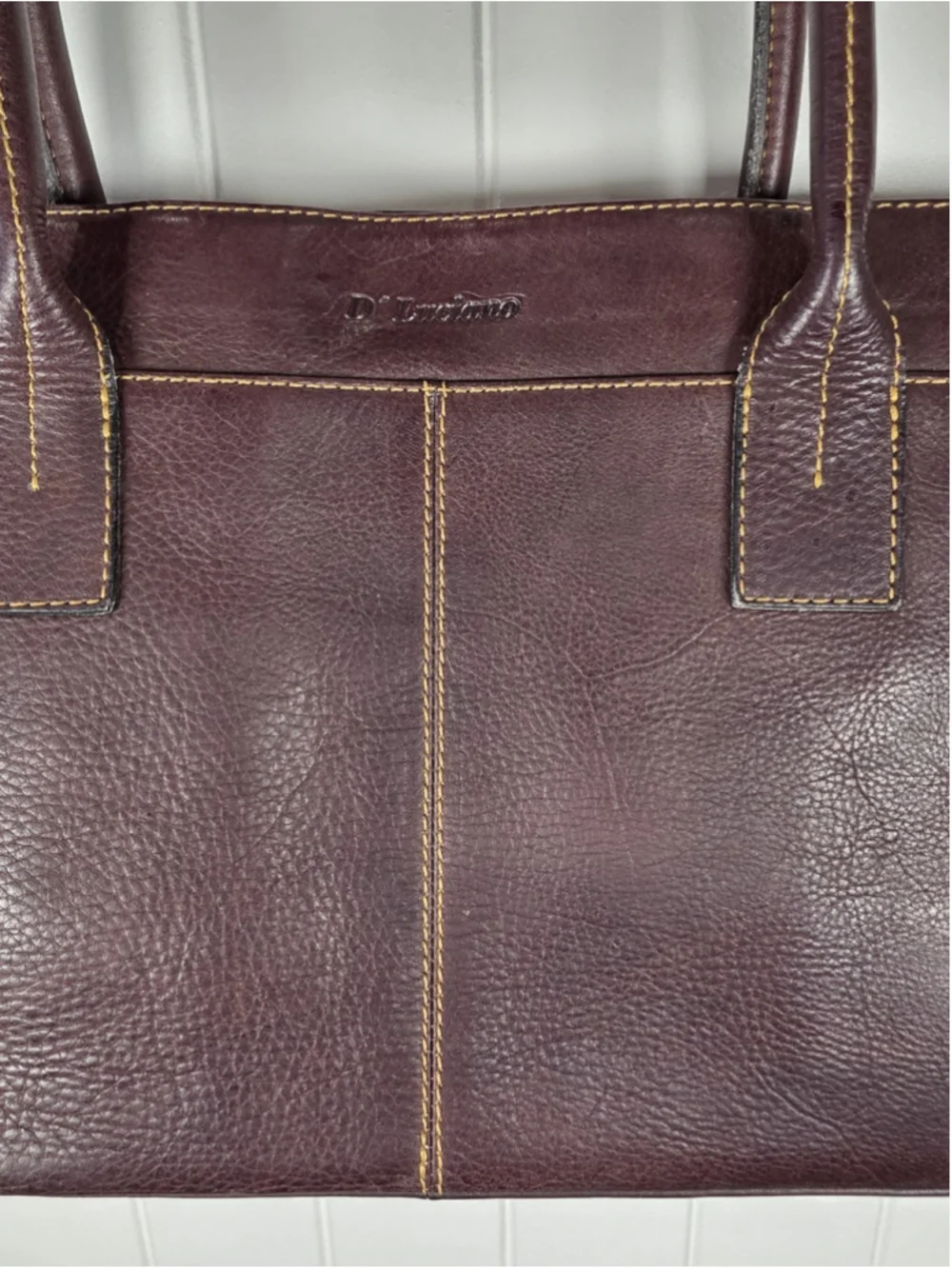 D'Luciano Brown Leather Shoulder Bag Tote Purse Pebbled Leather Classic Staple